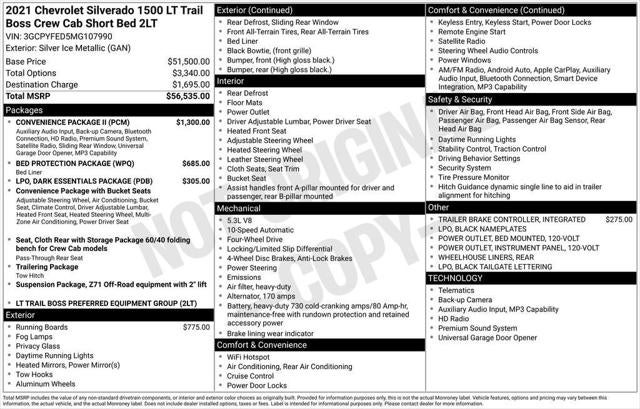 2021 Chevrolet Silverado 1500 4WD Crew Cab Short Bed LT Trail Boss